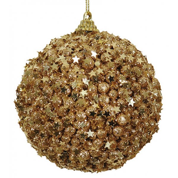 Χριστουγεννιάτικη Χρυσή Μπάλα, με Αστεράκια (8cm)